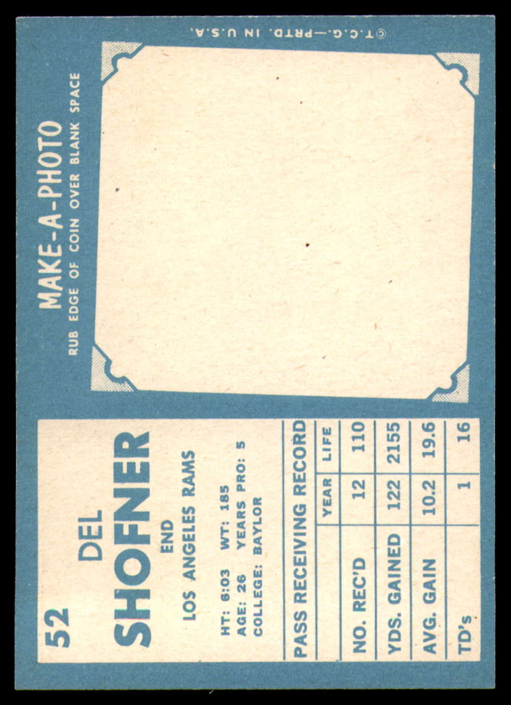 1961 Topps #52 Del Shofner NM
