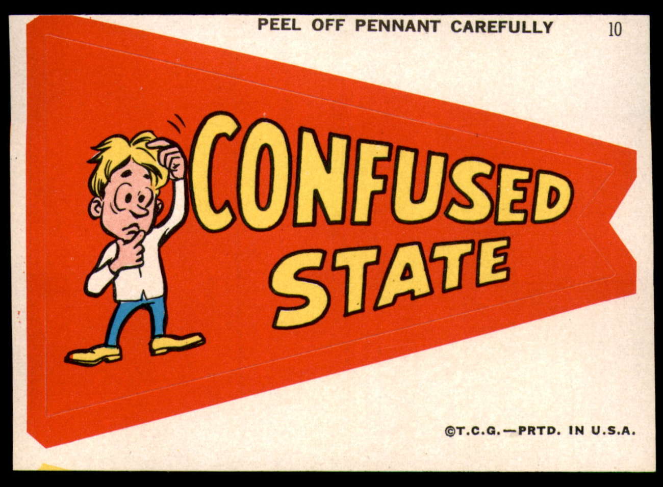 1967 Topps Comic Pennants #10 Confused State Near Mint+ 