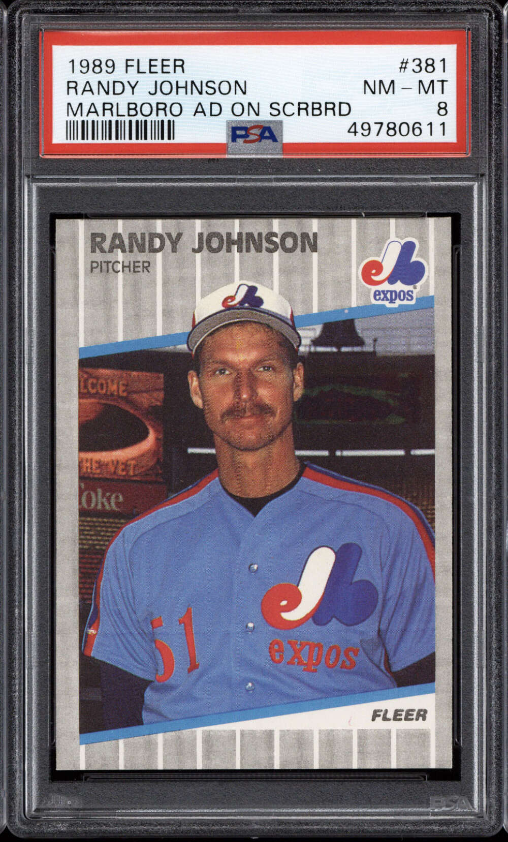 1989 Fleer 381 Randy Johnson PSA 8 NMMint RC Rookie